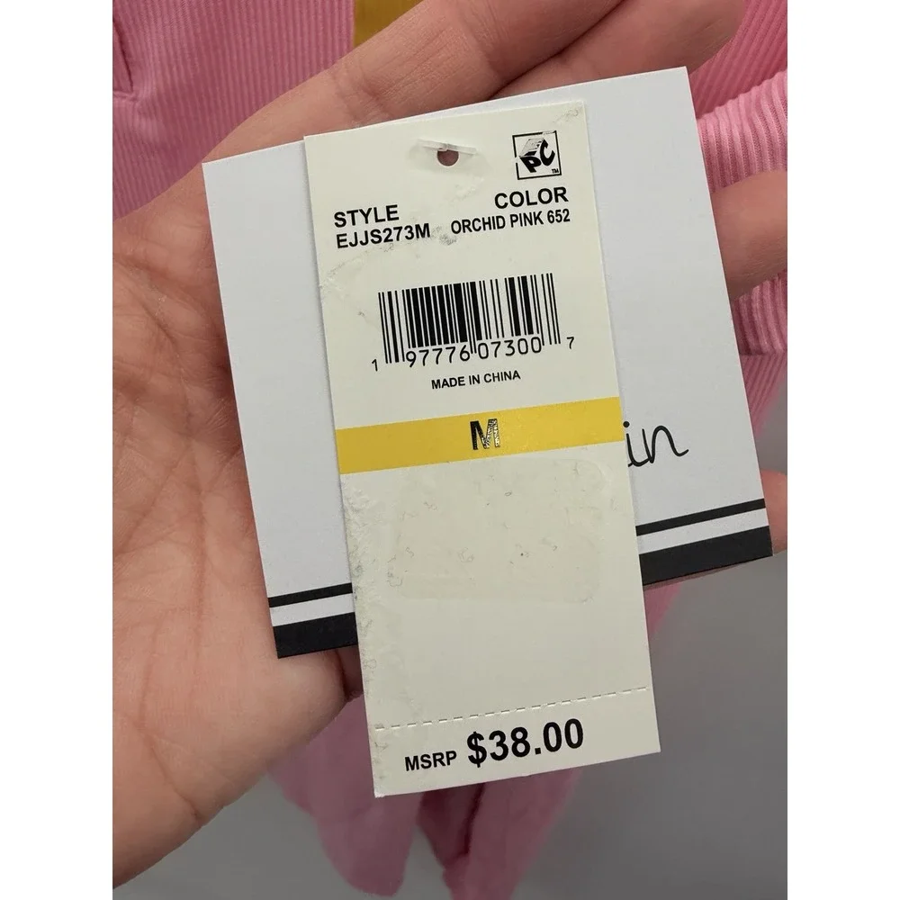 Roudelain Womens Medium Short Sleeve Ribbed Henley Sleep Shirt Orchid Pink 952